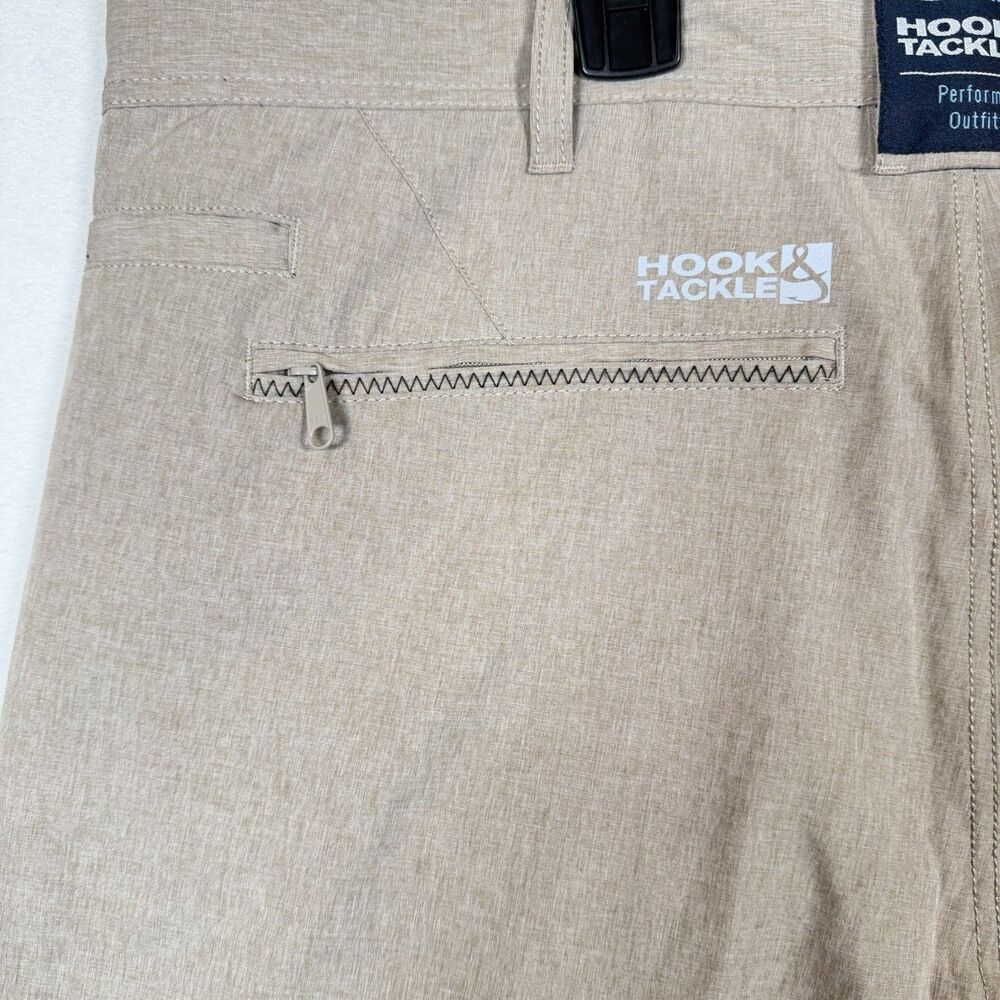 Hook & Tackle Hi Tide Shorts Mens 38 Tan Fishing Hybrid Performance Stretch - Picture 11 of 15